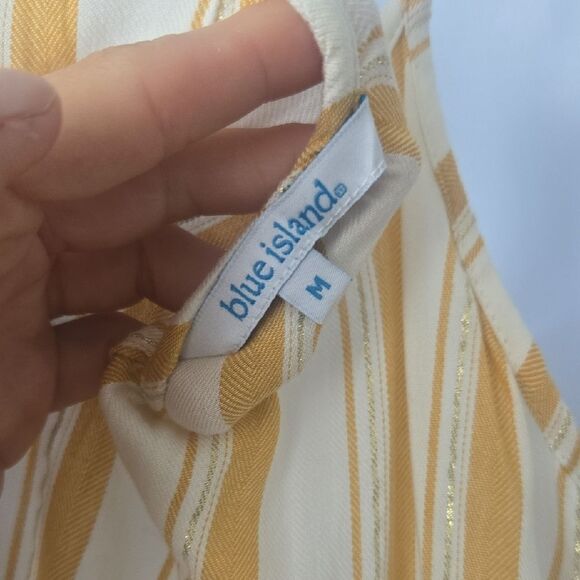 Blue Island Orange and Cream Pleated Maxi Sundress - Picture 2 of 4